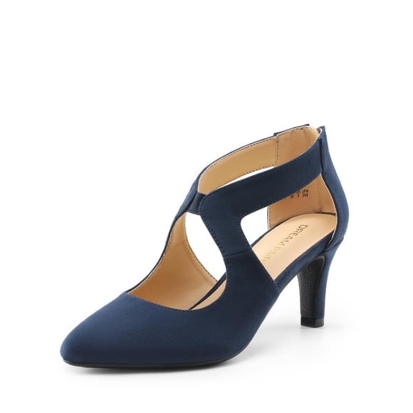Zapatos de Tacón para Mujer DREAM PAIRS DWUMPU2501 Azul Marino con Tacón de 7 cm