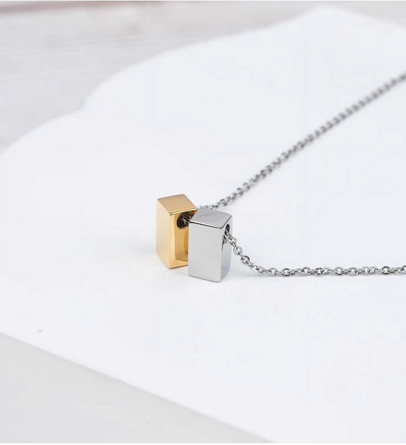 To The Best Mother Mother's Day Gift, Gift for Her, Gift for Her, Mother's Day Jewelry with Card, Card and Necklace Set for Mother's Day, Gift for Mom [Silver-Gold Cube, No-Personalized Card]