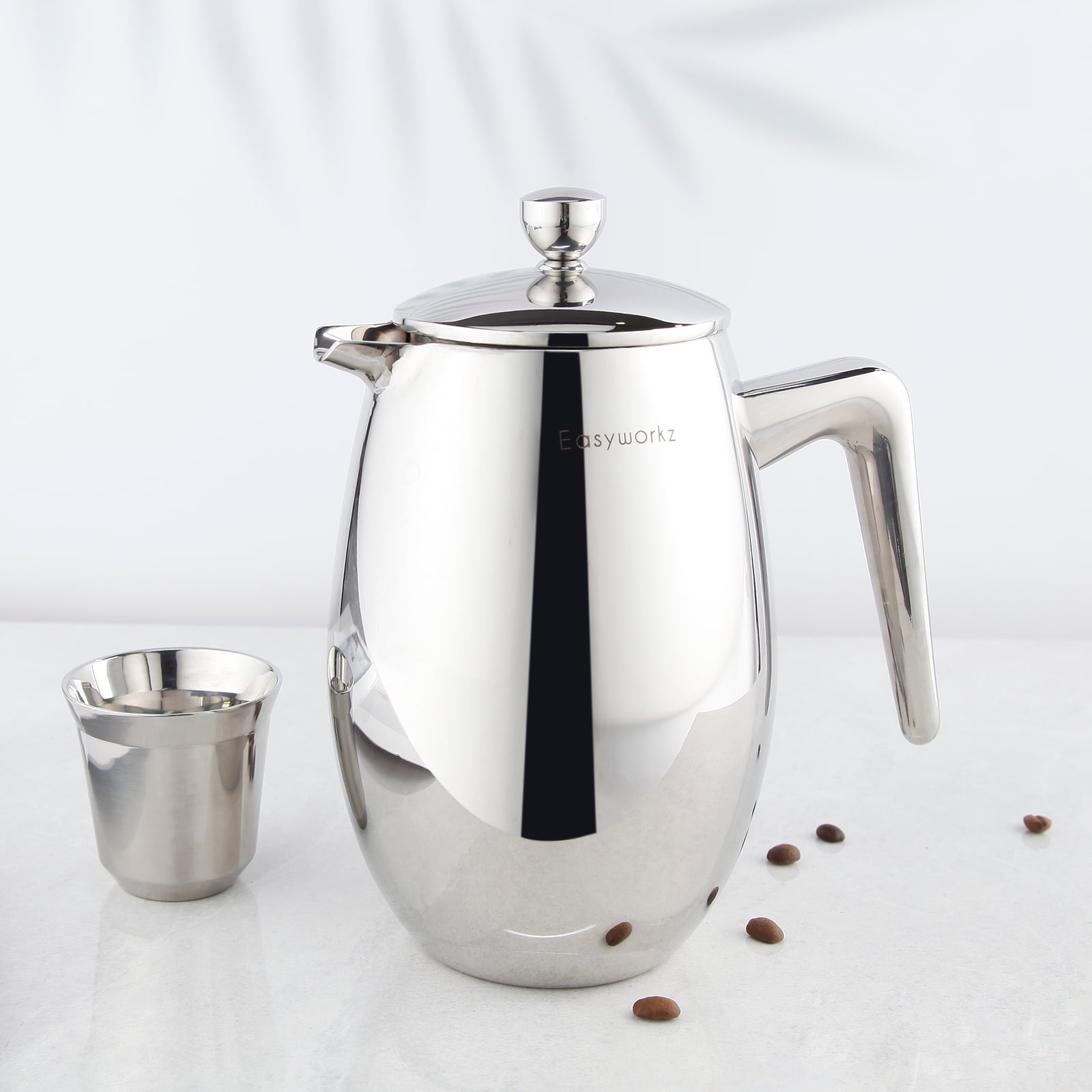 Easyworkz Nando French Press 23 oz Double Wall Insulated Thermal Coffee Maker, 304 Stainless Steel Cafetiere