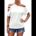thumbnail image 3 of Camiseta de Mujer con Hombros Descubiertos, Corta, Escote Asimétrico y Aberturas XL, 3 of 6