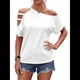 thumbnail image 3 of Camiseta de Mujer con Hombros Descubiertos, Corta, Escote Asimétrico y Aberturas M, 3 of 6