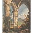 thumbnail image 2 of Thomas Sully 12x14 Black Ornate Wood Framed Double Matted Museum Art Print Titled: Landscape Looking Through Ruined Archway, 2 of 5