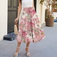 thumbnail image 5 of Women’s High Waist Tiered Long Skirt with Drawstring Floral Print Elastic Waistband Lightweight Flowing Design Pink M, 5 of 6