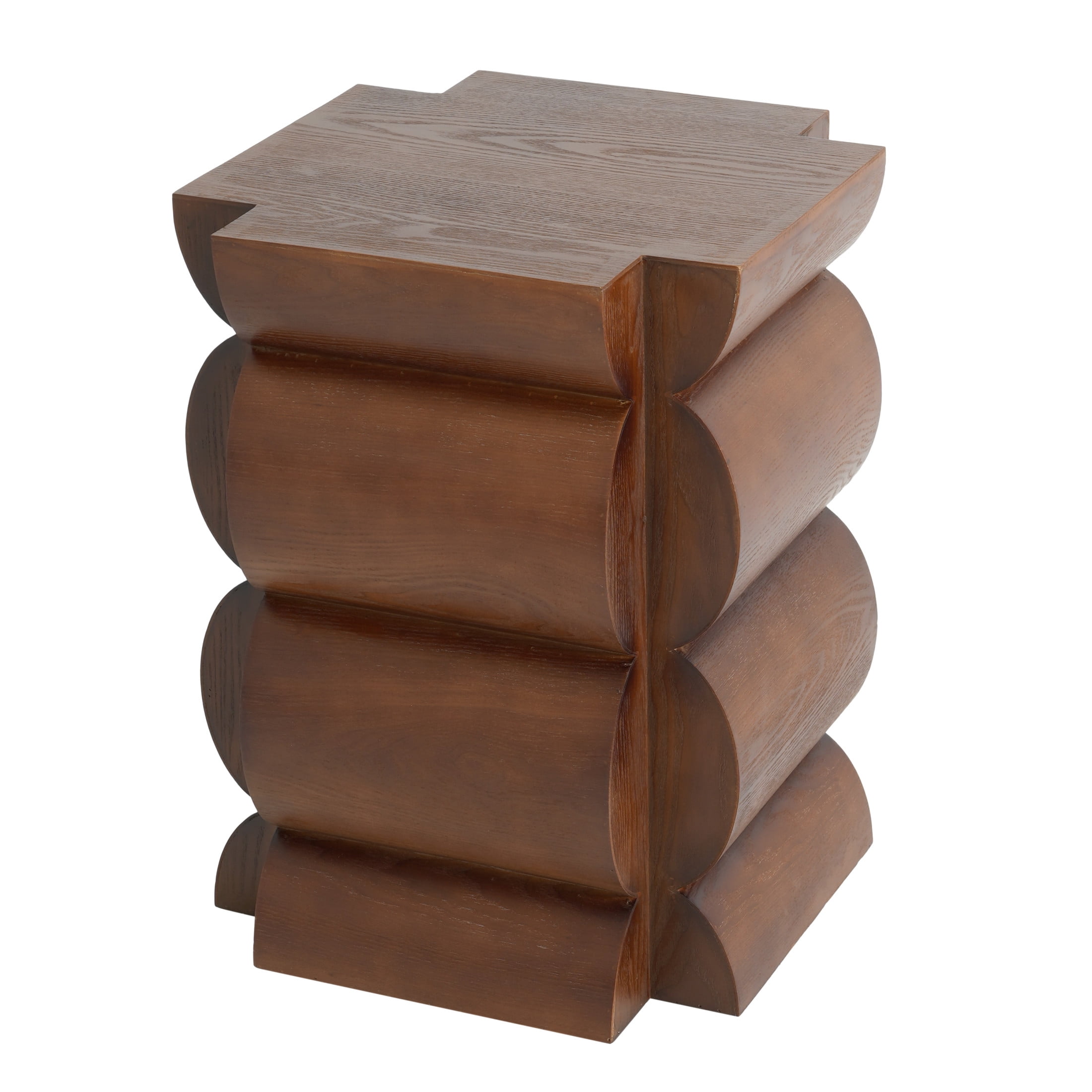 Christopher Knight Home 15.35" Curved Wood End Table, Modern Accent Side Table, Brown