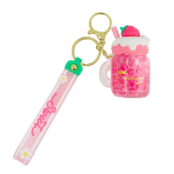 Qarigey LLavero de abalorio, taza de crema de fresa, colgantes colgantes acrílicos, llaveros exquisitos, regalo de fiesta, accesorios para teléfono Accesorios de disfraces Qarigey AP014214-01