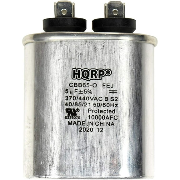 HQRP 5uF 370V-440V Run Capacitor AC Electric Motor Start HVAC Blower Compressor Pump Generator 5MFD CBB65 370V 370VAC 440VAC