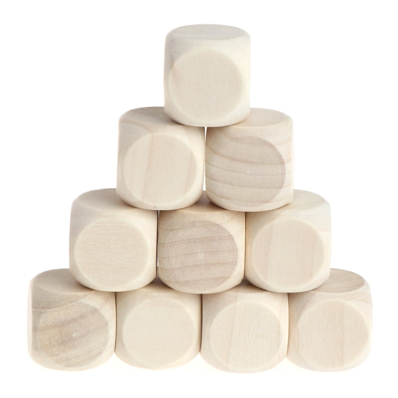10pcs 6 Sided Blank Wood Dice Party Family DIY Games Printing Engraving Kid Toys 