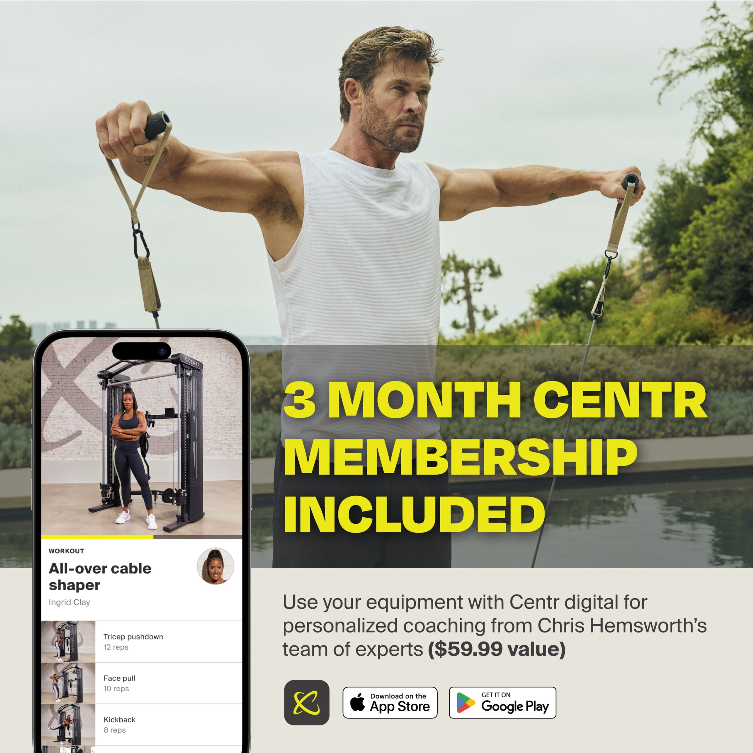 Centr 3 Home Gym Functional Trainer with Selectorized Smith Bar for Total Body Strength Training + 3-Month Centr Membership