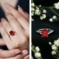 thumbnail image 4 of Rosec Jewels Lab Grown Ruby Solitaire Engagement Ring (7X9 mm Emerald Cut - AAAA Quality) - Ruby and Diamond Ring for Women, 14K White Gold, US 13.00, 4 of 7