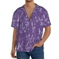thumbnail image 1 of Balery Lavender Flowers Camisa Casual de Manga Corta con Botones para Hombre, Texturizada, Estilo Cubano, para Playa, Verano-Small, 1 of 5