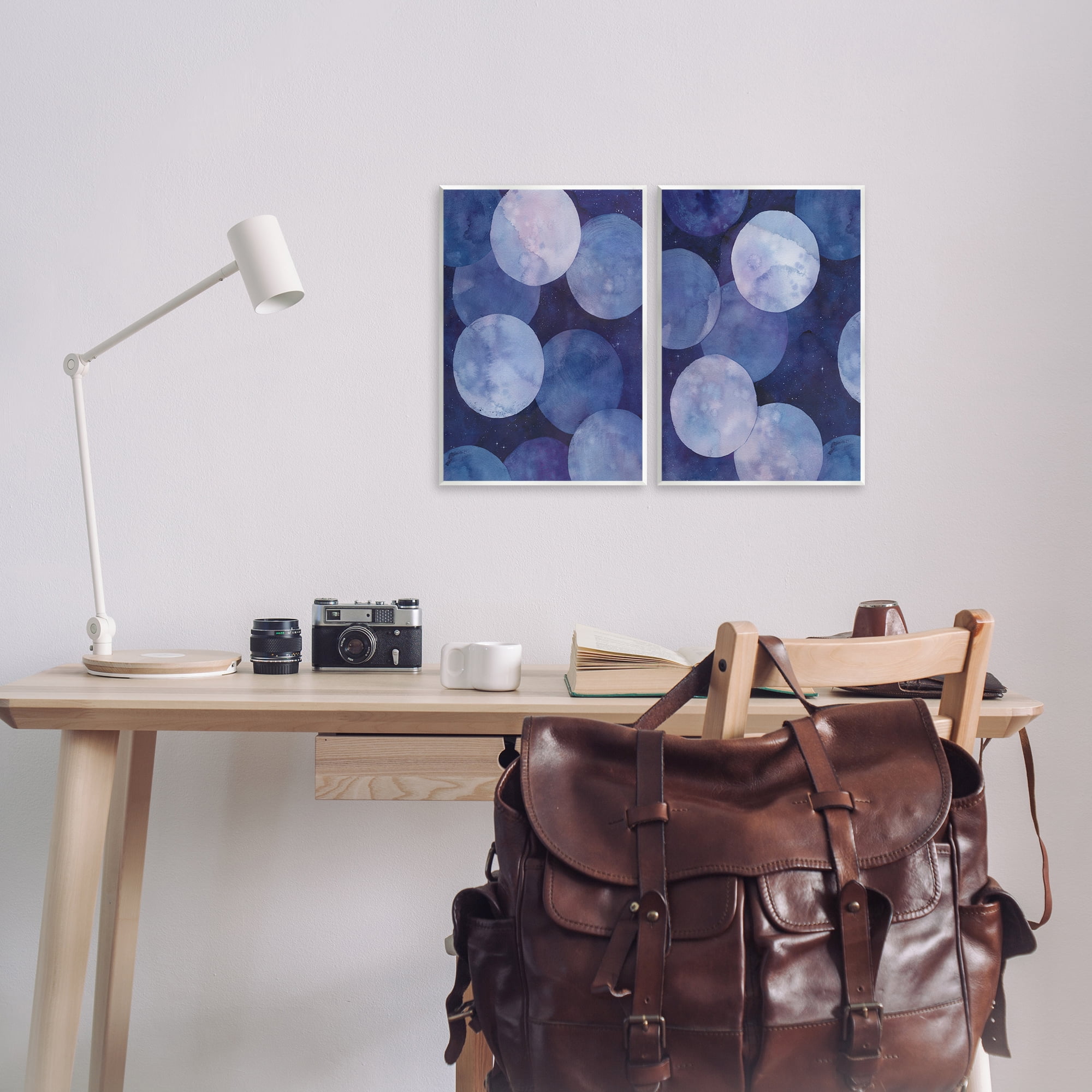 Stupell Industries Abstract Blue Purple Circle Bubbles Abstract Painting Unframed Art Print Wall Art, 11 x 14, Set of 2