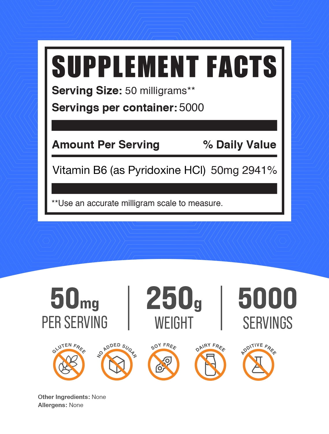 BulkSupplements Pyridoxine Hydrochloride (Vitamin B6) Powder - 250 Grams (8.8 oz)