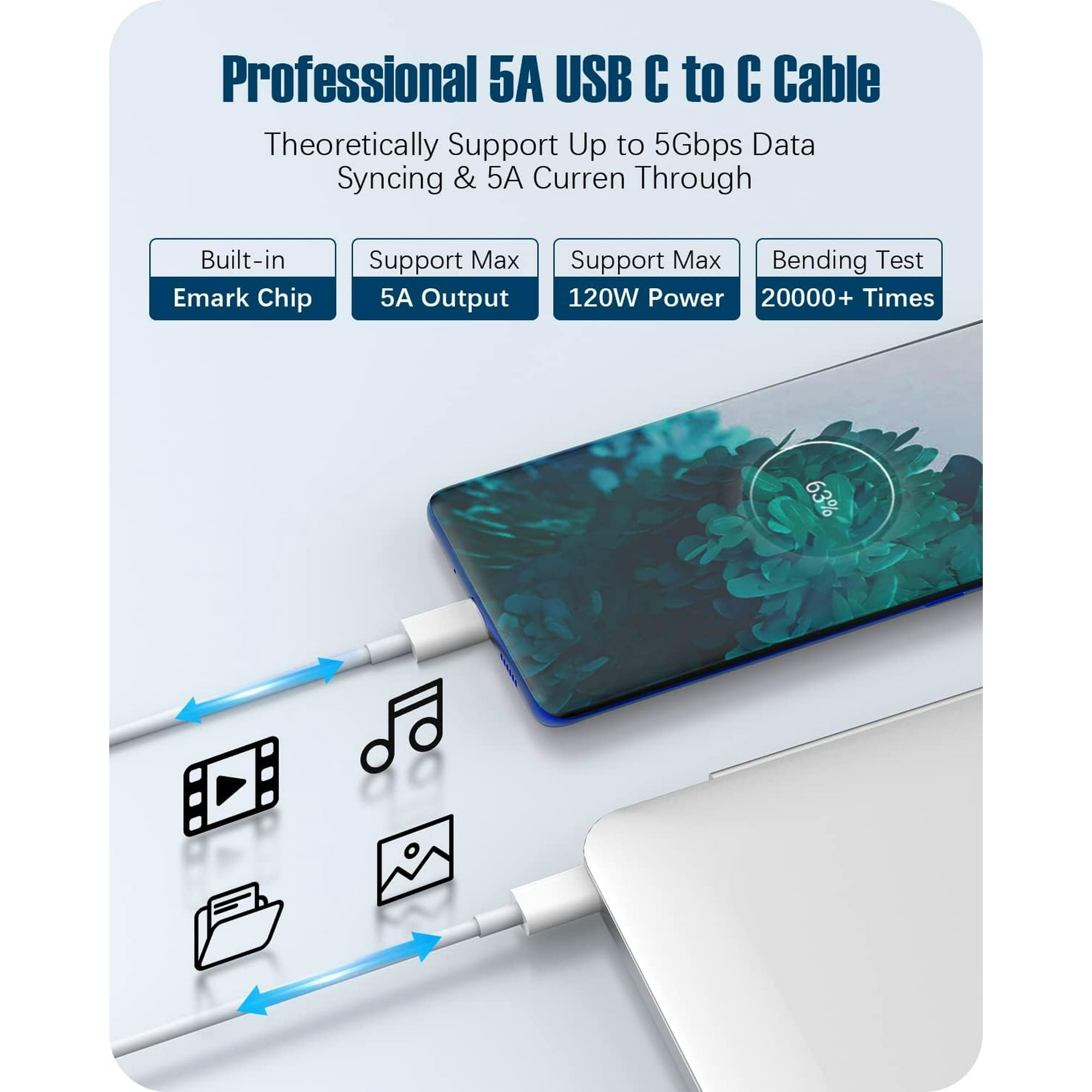 120W USB C Charger Power Adapter Fast Charging Type C Travel Laptop Power Adapter