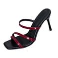 thumbnail image 2 of GERsome Strappy Kitten Heels Sandals for Women Square Open Toe Slip-On Mules Wedding Party Prom Dress Pumps Wine Size 9.5, 2 of 9