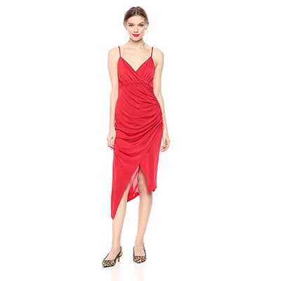a line dress with slit Bebe Formal Glitter Wrap Dress main image 0