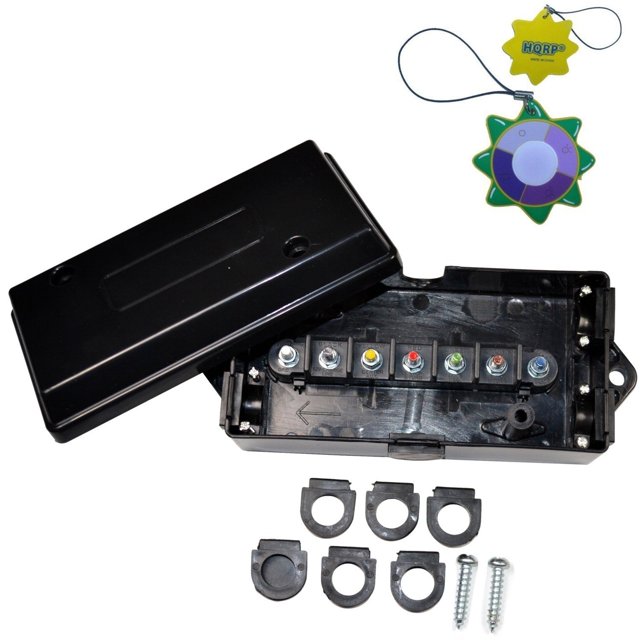 HQRP 7 Way/Pin RV Trailer Wire Cord Junction Box Color Coded Camper Truck weather proof + UV Meter