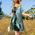 thumbnail image 4 of Vestido Paua de manga corta, elegante y chic, para mujer, para verano., 4 of 7
