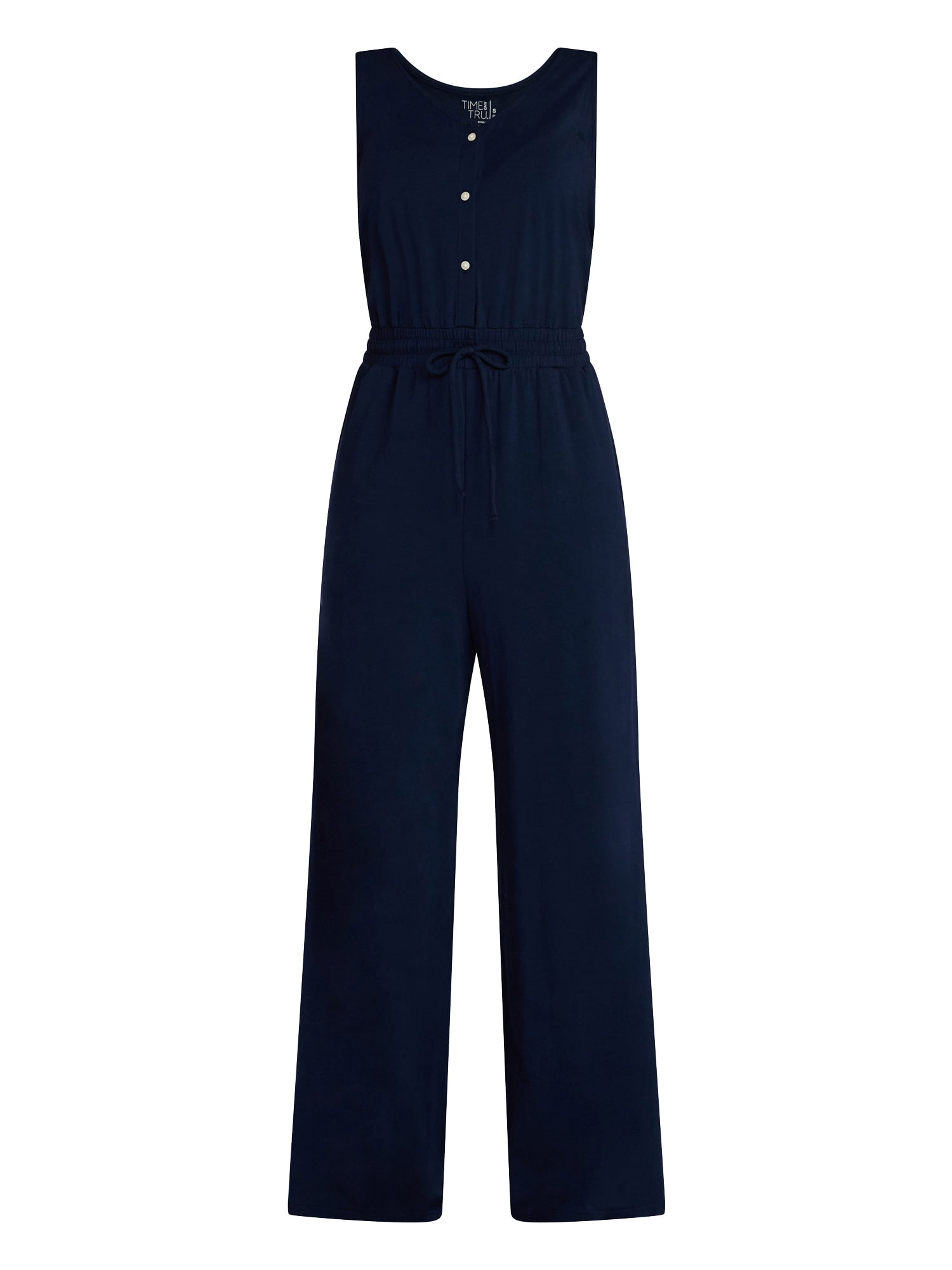 Time and Tru Women's Sleeveless Button Front Jumpsuit, Sizes XS-XXXL