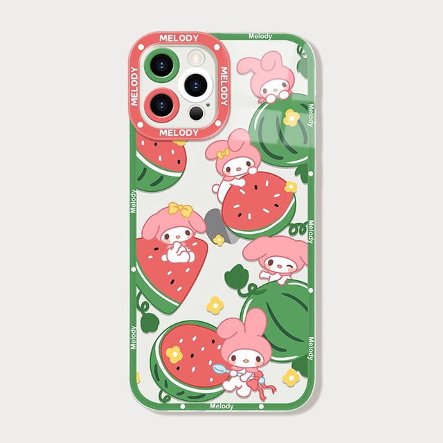 Summer Melody Kuromi Fruit funda de silicona suave para iPhone 14 Pro Max 13 12 Mini 11 XR XS X 8 7 6 6S Plus SE 2020 Capa transparente xuanjing unisex