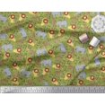 thumbnail image 3 of Soimoi Green Polyester Crepe Fabric Lion,Giraffe & Elephant Kids Decor Fabric Printed BTY 52 Inch Wide, 3 of 3