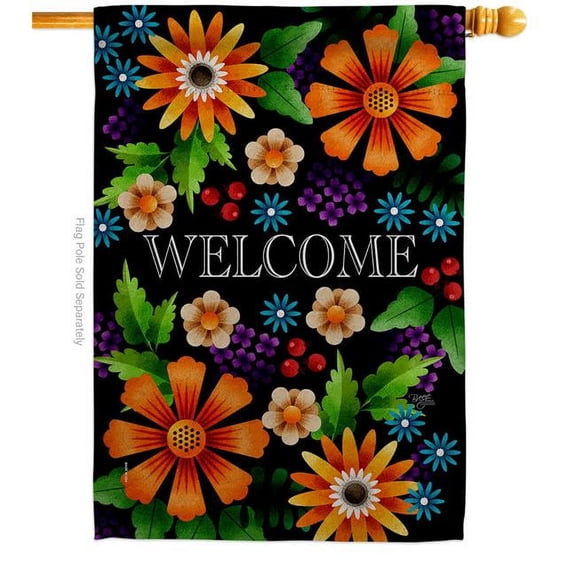 Breeze Decor H120078-BO 28 x 40 in. Mix Flower Welcome Sweet Life Home Vertical House Flag with Double-Sided Decorative Banner Garden Yard Gift