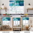 thumbnail image 5 of 2 Pack Teal Blue Valance for Window Modern Oil Painting Abstract Geometric Kitchen Valance Rod Pocket Short Curtain Topper Decorative Window Treatment for Living Room Bedroom 54"x18", 5 of 8