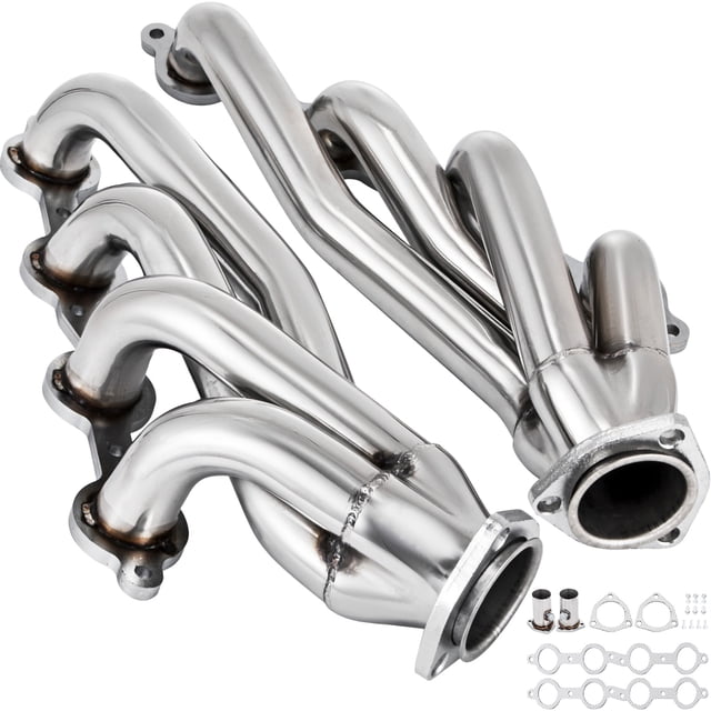 VEVOR Ensemble d'Entête d'Échappement 1 3/4 Pouce en Acier Inoxydable pour Turbocompresseurs Chevy LS1, LS2, LS3, LS6, LS10 VUS/camions. Fini Poli avec Soudage Avancé pour Durabilité et Résistance à la Rouille. Conçu pour les Entête de conversion LS Swap S10 Universels, Améliorant l'Induction Forcée et la performance du Moteur. Comprend des Joints et des Boulons pour une installation à Boulon.
