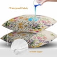 thumbnail image 4 of Throw Pillow Covers 16x16 Inch Set of 2, Wildflowers Waterproof Outdoor Pillow Covers, Spring Vintage Tulip Butterfly Floral Leaf Decorative Cushion Pillowcases for Couch, Sofa, Bed, Garden, Patio, 4 of 9