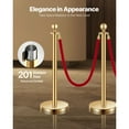 thumbnail image 6 of KFFKFF Crowd Control Barriers, Set of 4, Stainless Steel Posts with Hollow Base, 3 Red Velvet Ropes, Gold-Colored Stanchions, Red Carpet Runner Poles, Ideal for Party Supplies, 6 of 9