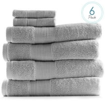 Clara Clark Bath Towels Set, 100% Cotton Luxury Softness 6 Pc Set, Gray
