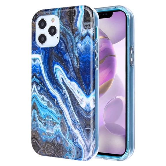 Airium Frame Hybrid Case for Apple iPhone 12 Pro Max (6.7) - Blue Stone Marbling Blue