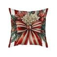 thumbnail image 2 of Housse de Coussin de Noël Rouge à Rayures avec Nœud Décoratif pour Canapé Lit Salon, 2 of 6