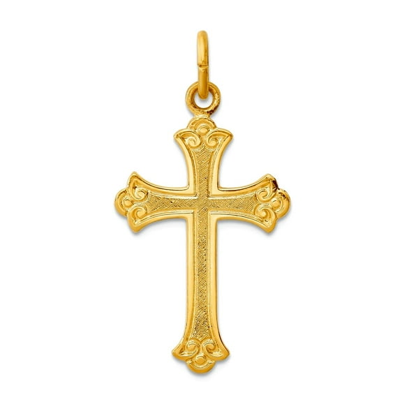 925 Sterling Silver Solid Polished and 24k Gold Plated Religious Faith Cross Pendant Necklace 31x17mm Wide Pendant for W