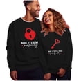 thumbnail image 2 of ZCFZJW Valentines Day Heart Lock and Key Print Long Sleeve Crewneck Sweatshirts for Couples Lightweight Casual Graphic Holiday Tees Shirt Trendy His Her Matching Outfit Clothes Black Women-M, 2 of 6