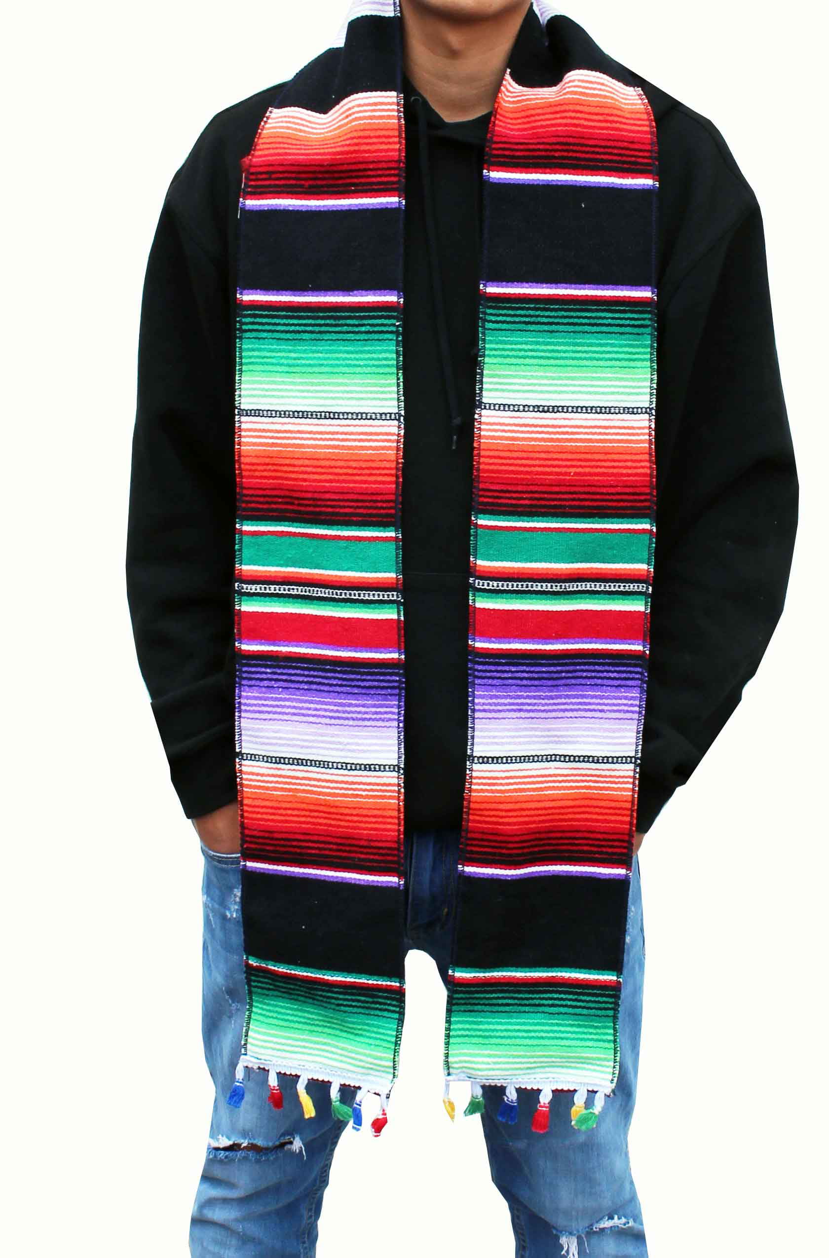 Genuine Mexican Serape Blanket Graduation Stole Sash Latino Hispanic Pick Your Color