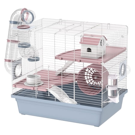Hamster Cage 3 Tier, Small Animal Cage with Wheel & Accessories