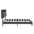 thumbnail image 5 of Jopath King Platform Bed, Upholstered Bed Frame with Linen Fabric Headboard and USB Ports 2 Side-mounted Pockets for Teens Adults Dark Grey, 5 of 9