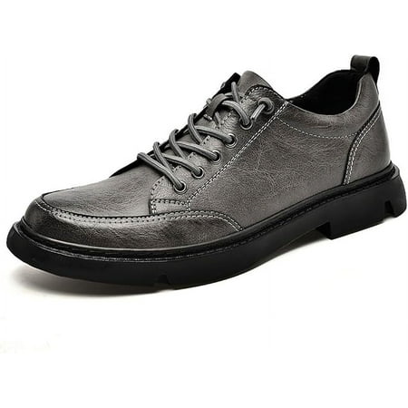 Men s Genuine Leather Casual Formal Oxford Shoes Fashion Round Toe Lace-Up Comfortable Business Formal Sneakers Comfortable Non-Slip Office Walking Shoes