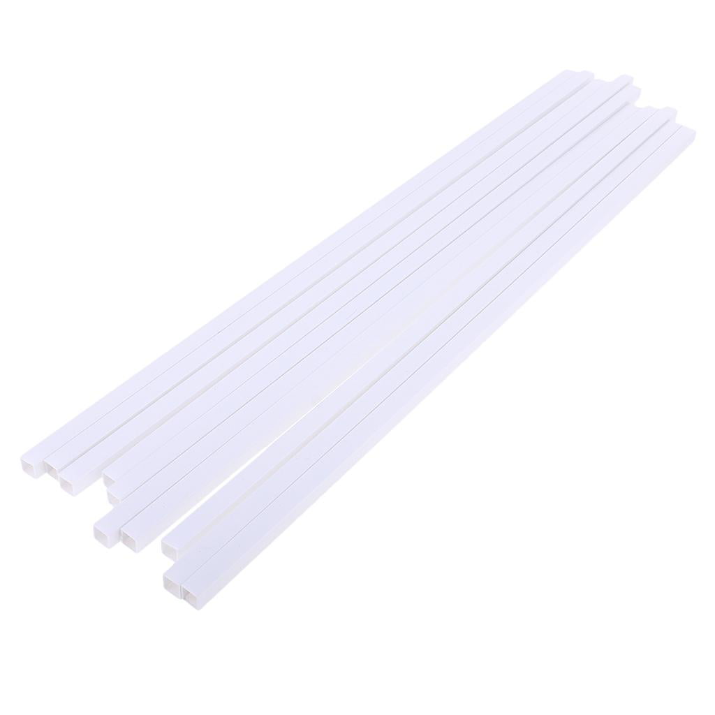 10-Pack ABS Plastic Square Tube Rod for DIY Model Building Scenery 8x500mm 
