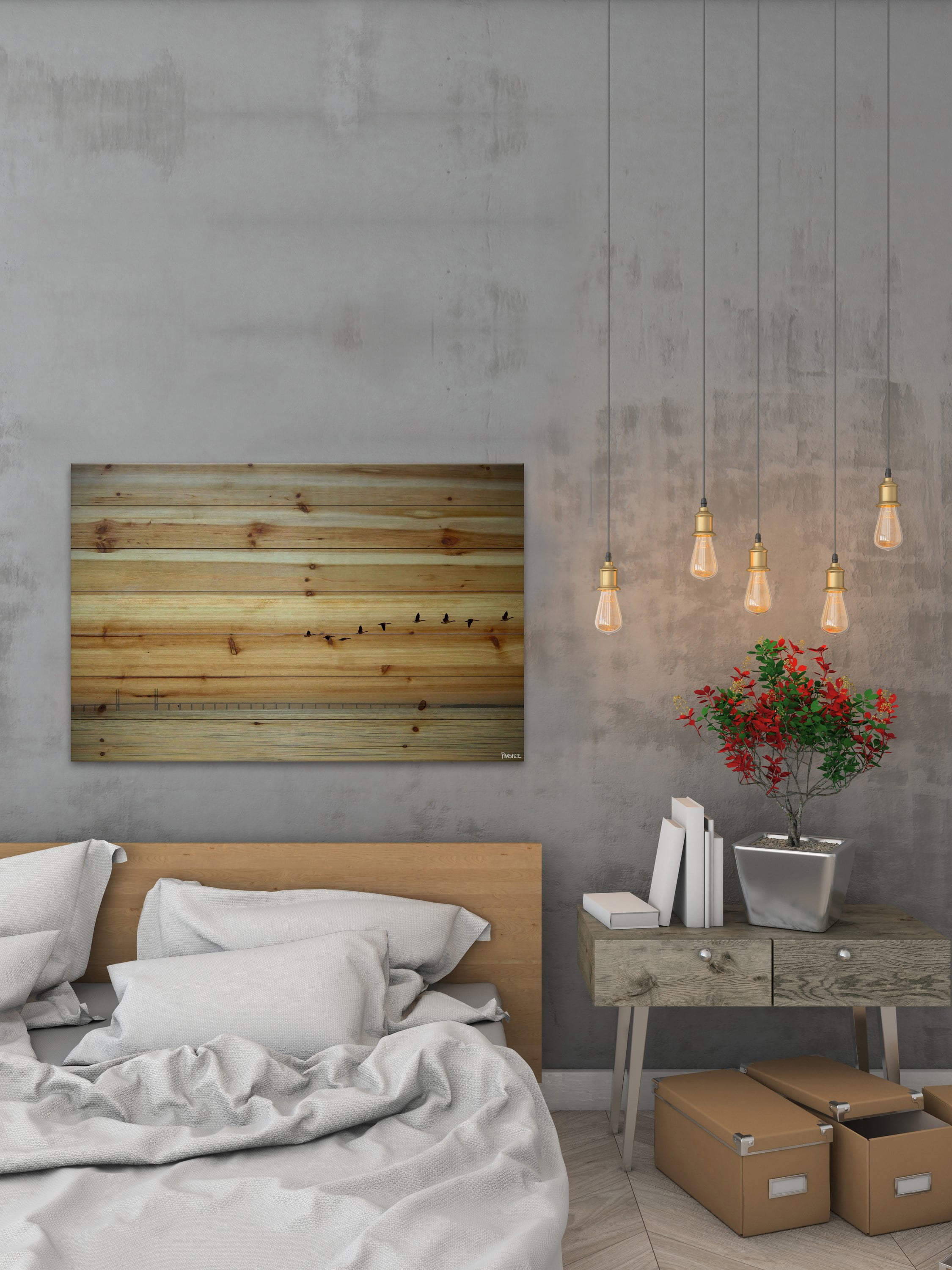 Parvez Taj In Formation Pinewood Wall Art, 8" x 12"