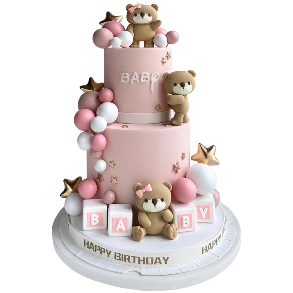 Zafena 34 decoraciones de pastel de oso con estrellas, decoración de pastel de perlas para niños, niñas, baby shower, decoración de fiesta de cumplea&nt
