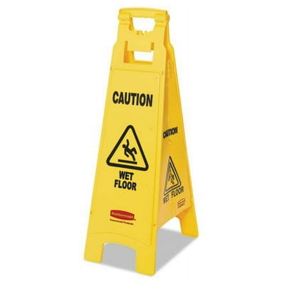Floor Sign ''Caution Wet Floor'' 4-Sided Yellow