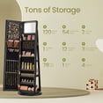thumbnail image 5 of 360° Swivel Jewelry Armoire with Lock, Full-Length Mirror & Rear Shelves – 120 Earring Slots, 12 Necklace Hooks, 78 Ring Holders, Velvet-Lined, Black, 5 of 8