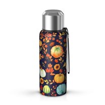 20 Oz Fall Pumpkins Leaves Pattern Coffee Tumbler Double Wall Insulated Stainless Steel Water Bottle | Metal Reusable Thermoses Flask with Cup Cap | Leak & Sweat Proof with Anti-Dust Lid