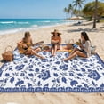 thumbnail image 4 of 10x14 Navy&White Outdoor Rug Waterproof Reversible, Floral Plastic Straw Patio Rug, Foldable Outdoor Area Rug for RV Camping, Picnic, Beach, Balcony, Deck & Garden 10x14 Navy&White, 4 of 9
