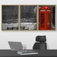 thumbnail image 2 of wall26 - 3 Piece Framed Canvas Wall Art - British Phone Booth with Weathered Wooden Bench - Modern Home Art Stretched and Framed Ready to Hang - 16"x24"x3 Natural, 2 of 5
