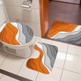 thumbnail image 4 of Orange Grey Ombre Bath Mat 3 Piece Bathroom Rug Set, Modern Geometric Abstract Aesthetics Cream Non Slip Bath Rug Contour Mat and Toilet Lid Cover, Absorbent Shower Mats Soft Bath Rugs and Mats Sets, 4 of 8