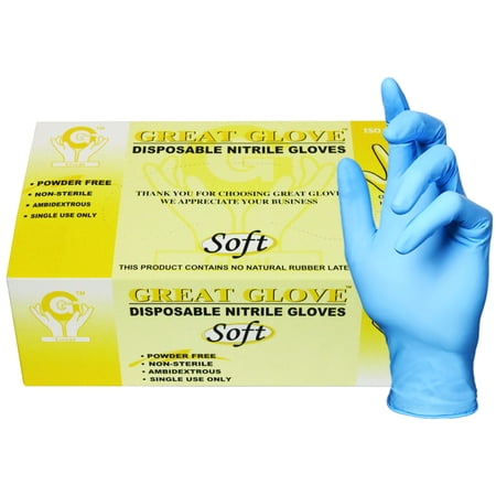 Great Glove Industrial Grade Soft Nitrile Disposable Gloves, SNM50015-L-BX, (Pack of 100)