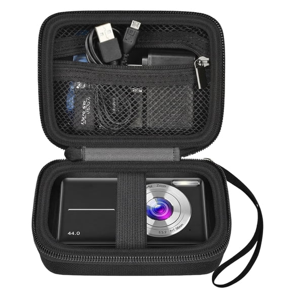 Digital Camera Case Compatible with VAHOIALD FHD 1080P/ for CAMKORY Digital Point and Shoot/for KODAK PIXPRO FZ45-BK 16MP Vlogging/for IWEUKJLO/for Nsoela, Holder for SD Card More- Black (Box Only)