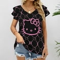thumbnail image 2 of Hello Kitty Womens Summer Tops Ruffle Short Sleeve Tunic Tops V Neck Loose Fit Flowy T-Shirts, 2 of 7